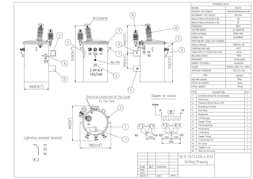 25kVA distribution pole transformer drawing 25kVA distribution pole transformer drawing